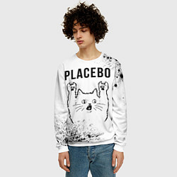 Свитшот мужской Placebo рок кот на светлом фоне, цвет: 3D-белый — фото 2