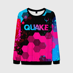 Свитшот мужской Quake - neon gradient: символ сверху, цвет: 3D-черный