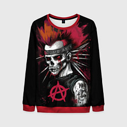 Свитшот мужской Скелет панк анархист, цвет: 3D-красный