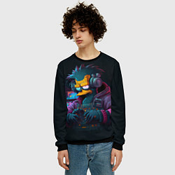 Свитшот мужской Киберпанк в стиле Симпсонов, цвет: 3D-черный — фото 2