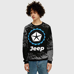 Свитшот мужской Jeep в стиле Top Gear со следами шин на фоне, цвет: 3D-черный — фото 2