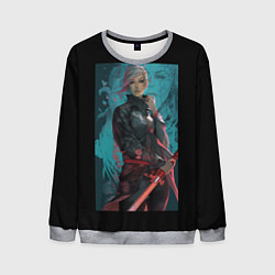 Свитшот мужской Девушка самурай с мечом, цвет: 3D-меланж