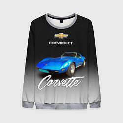 Свитшот мужской Синий Chevrolet Corvette 70-х годов, цвет: 3D-меланж