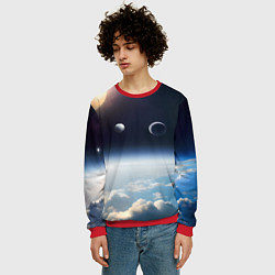 Свитшот мужской Космос и планета Сатурн, цвет: 3D-красный — фото 2