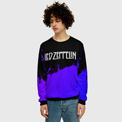 Свитшот мужской Led Zeppelin purple grunge, цвет: 3D-черный — фото 2