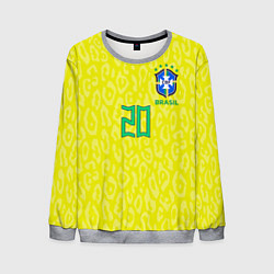 Свитшот мужской Винисиус Жуниор ЧМ 2022 сборная Бразилии домашняя, цвет: 3D-меланж