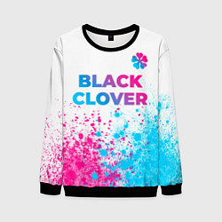 Мужской свитшот Black Clover neon gradient style: символ сверху