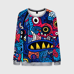 Мужской свитшот Монстры в синем и розовом - нейросеть