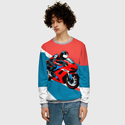 Свитшот мужской Нарисованный мотоциклист, цвет: 3D-меланж — фото 2