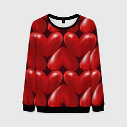 Свитшот мужской Red hearts, цвет: 3D-черный