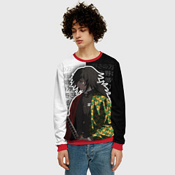 Свитшот мужской Гию томиока и иероглифы - клинок, цвет: 3D-красный — фото 2