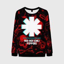 Свитшот мужской Red Hot Chili Peppers rock glitch, цвет: 3D-черный