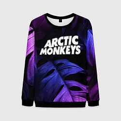 Свитшот мужской Arctic Monkeys neon monstera, цвет: 3D-черный