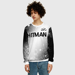 Свитшот мужской Hitman glitch на светлом фоне: символ сверху, цвет: 3D-белый — фото 2
