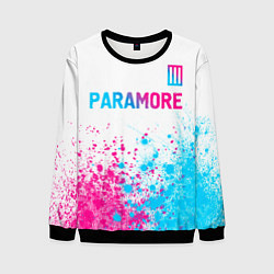 Свитшот мужской Paramore neon gradient style: символ сверху, цвет: 3D-черный