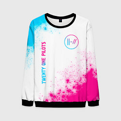 Свитшот мужской Twenty One Pilots neon gradient style: надпись, си, цвет: 3D-черный