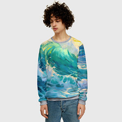 Свитшот мужской Нарисованные волны моря, цвет: 3D-меланж — фото 2