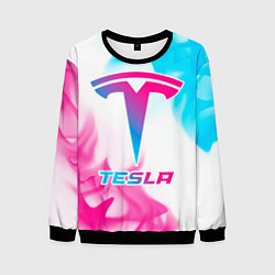 Свитшот мужской Tesla neon gradient style, цвет: 3D-черный