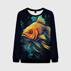 Свитшот мужской Золотая рыбка: арт нейросети, цвет: 3D-черный
