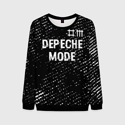 Свитшот мужской Depeche Mode glitch на темном фоне: символ сверху, цвет: 3D-черный