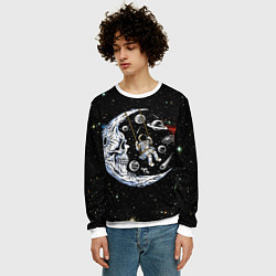 Свитшот мужской Космические качели - череп, цвет: 3D-белый — фото 2