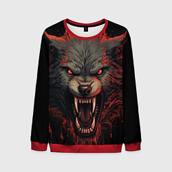 Свитшот мужской Серый волк, цвет: 3D-красный