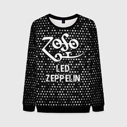 Свитшот мужской Led Zeppelin glitch на темном фоне, цвет: 3D-черный