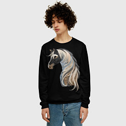 Свитшот мужской Вышивка Лошадь, цвет: 3D-черный — фото 2