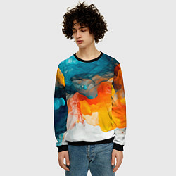 Свитшот мужской Синяя и оранжевая жидкости, цвет: 3D-черный — фото 2