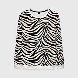 Свитшот мужской Полосатая шкура зебры, белого тигра, цвет: 3D-белый