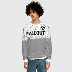 Свитшот мужской Fallout glitch на светлом фоне: символ сверху, цвет: 3D-белый — фото 2