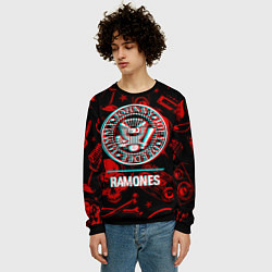 Свитшот мужской Ramones rock glitch, цвет: 3D-черный — фото 2