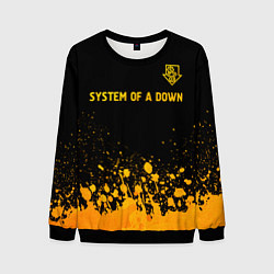 Свитшот мужской System of a Down - gold gradient: символ сверху, цвет: 3D-черный
