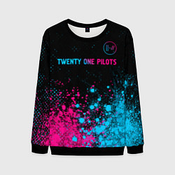 Свитшот мужской Twenty One Pilots - neon gradient: символ сверху, цвет: 3D-черный