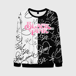 Свитшот мужской Blackpink - чб автографы, цвет: 3D-черный
