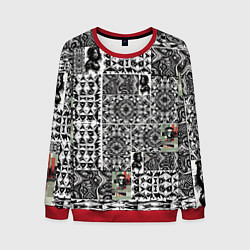 Свитшот мужской Орнамент древних цивилизаций, цвет: 3D-красный