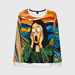 Свитшот мужской Мона Лиза в стиле картины Крик, цвет: 3D-белый