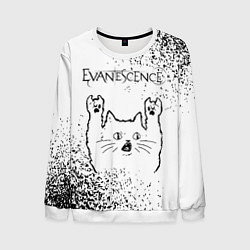 Мужской свитшот Evanescence рок кот на светлом фоне
