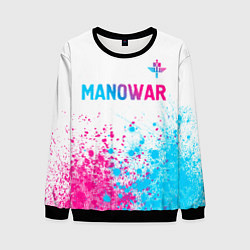 Мужской свитшот Manowar neon gradient style: символ сверху