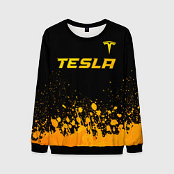 Мужской свитшот Tesla - gold gradient: символ сверху