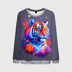 Мужской свитшот Тигр и краски - нейросеть