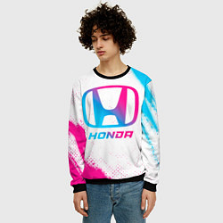 Свитшот мужской Honda neon gradient style, цвет: 3D-черный — фото 2