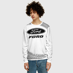 Свитшот мужской Ford speed на светлом фоне со следами шин, цвет: 3D-белый — фото 2