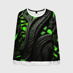 Свитшот мужской Green black abstract, цвет: 3D-белый