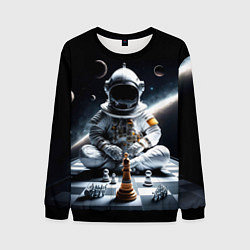 Свитшот мужской Космонавт и шахматы, цвет: 3D-черный