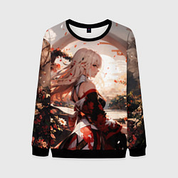 Мужской свитшот Японская девушка при закате солнца