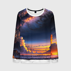 Свитшот мужской Млечный путь и облака на закате, цвет: 3D-белый
