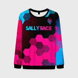 Мужской свитшот Sally Face - neon gradient: символ сверху