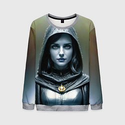 Свитшот мужской Девушка с синими губами в чёрном плаще, цвет: 3D-меланж