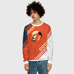 Свитшот мужской Ленин на красном фоне, цвет: 3D-белый — фото 2